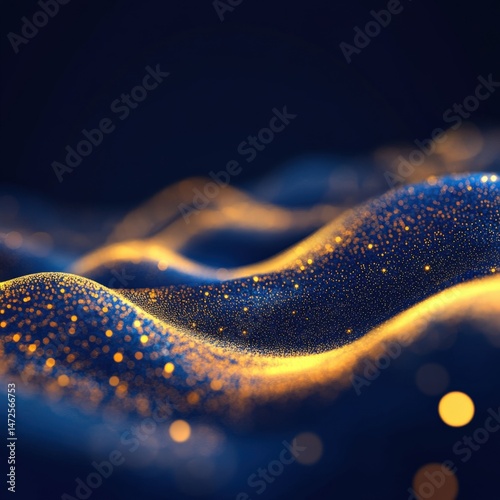 Abstract gold particle waves background