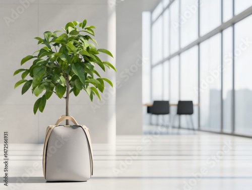 Potted plant in a modern office