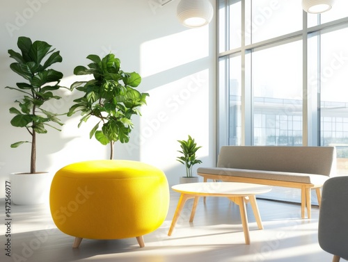 bright waiting room with plants