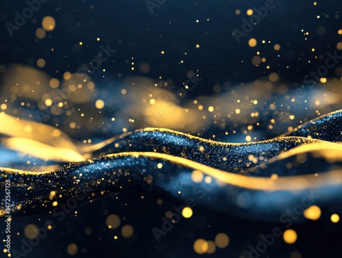 Abstract golden wave and sparkles