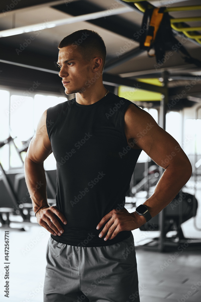 Fit tired caucasian man breathing while taking a break from workout, training or exercising inside a fitness gym. Young athletic, masculine guy resting after his strength or muscle exercise session. Fit tired caucasian man breathing while taking a break from workout, training or exercising inside a fitness gym. Young athletic, masculine guy resting after his strength or muscle exercise session.