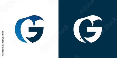 logo design letter with a whale tail letter