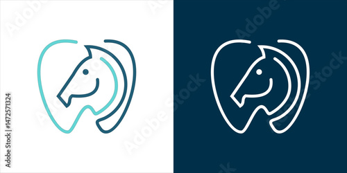 logo design combination of a horse head with a tooth