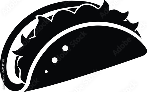 taco silhouette vector, graphic illustration for mexican food 
