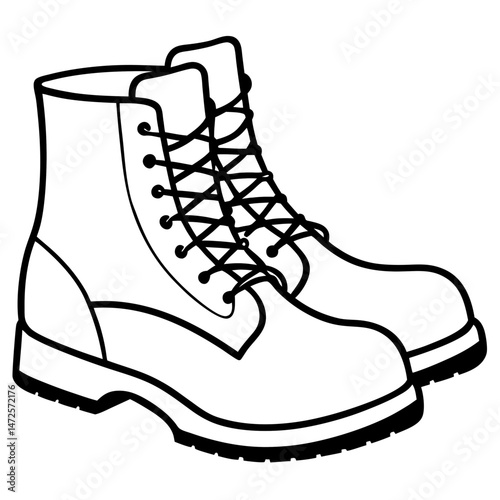 Simple Work Boots Vector on White Background
