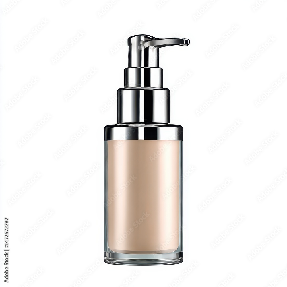 Obraz premium Foundation bottle isolated on white background for beauty and personal care product mockups, cosmetic advertising, skincare promotions.