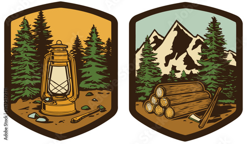 Scenic Illustration of Nature, Van, Candle, and Book in Vector Art Style