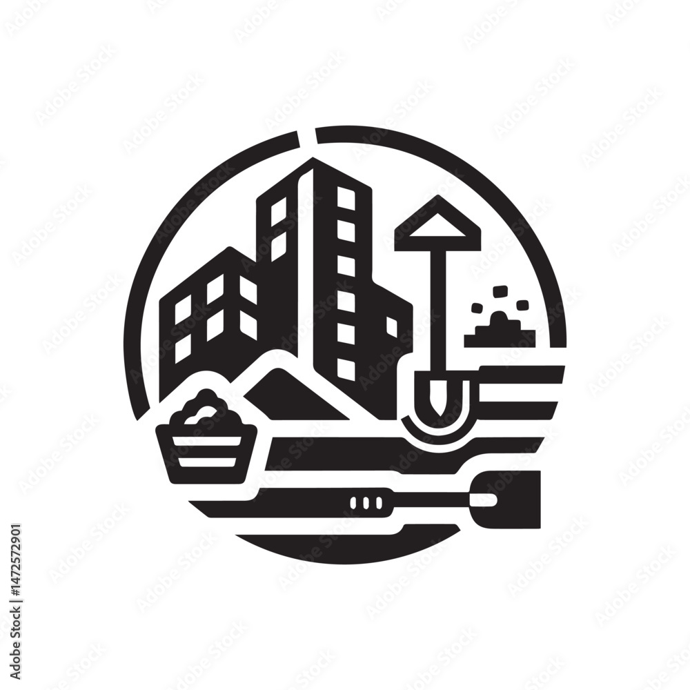 Fototapeta premium black and white construction logo vector
