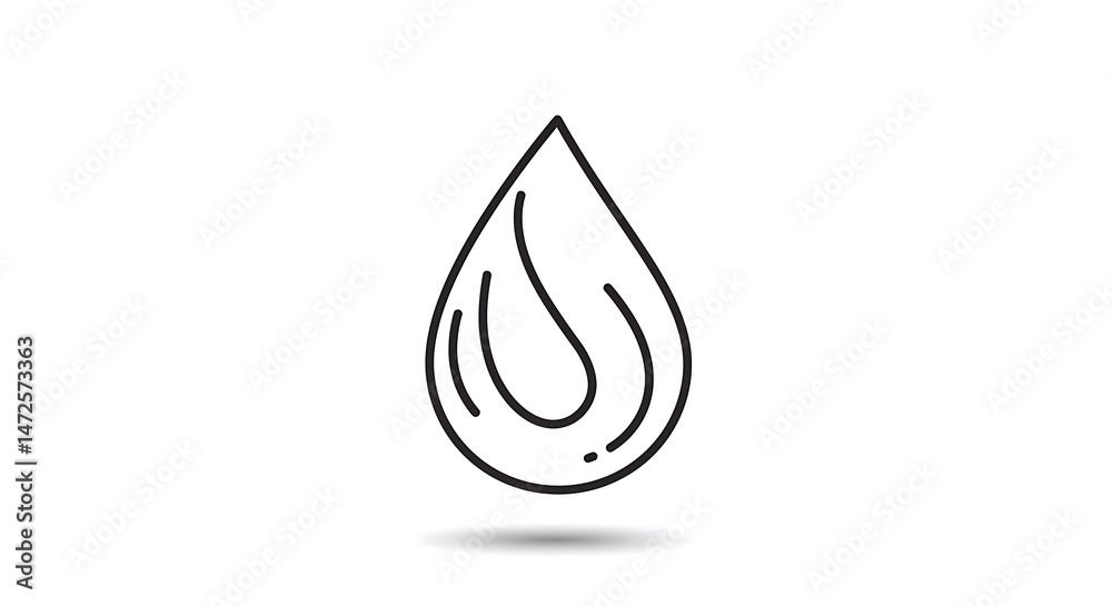 Fototapeta premium Isolated Drop Icon Minimalist Line Art on White