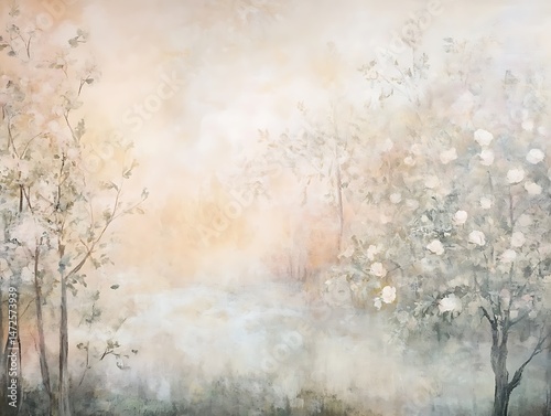 Soft, dreamy forest scene