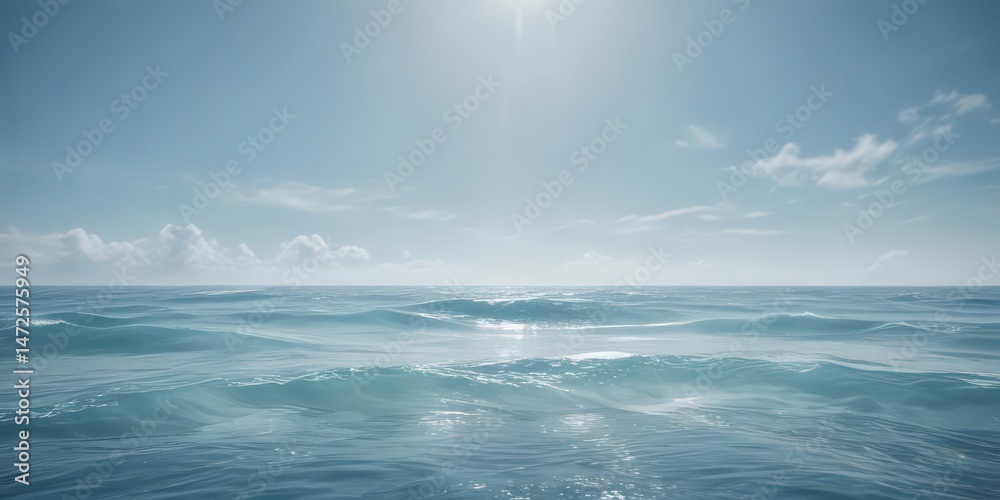 Fototapeta premium Light, airy blue watercolor, ethereal ocean feel , design, light blue, minimal