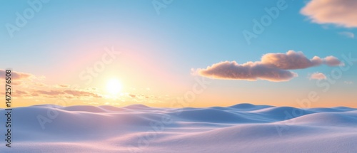 Winter landscape with sunset glow