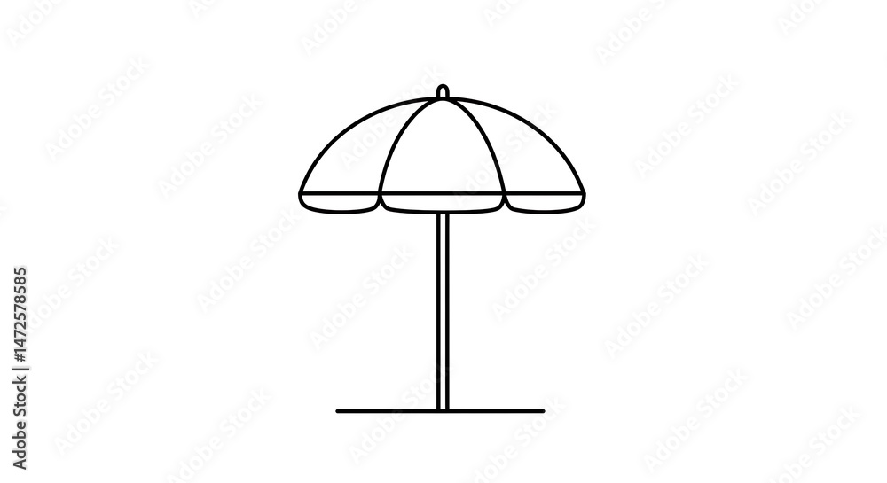 Beach Umbrella Outline Simple Vacation Icon Beach Umbrella Outline Simple Vacation Icon
