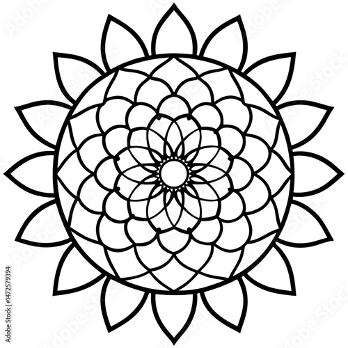 Fish Scale Mandala Vector on White Background