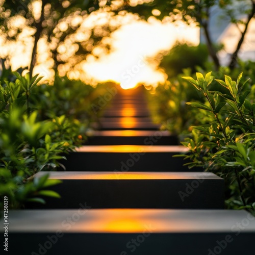 Steps leading towards the sunset