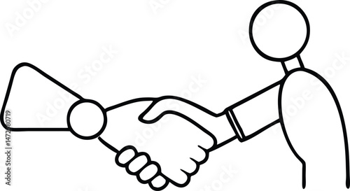 Human and robot handshake silhouette design representing technology collaboration and partnership