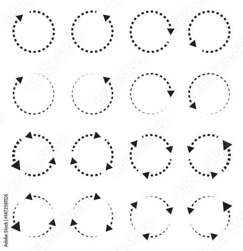 Circle arrow icon set. circular arrow icon, refresh, reload. Set of circle arrows rotating . on white background. Vector illustration