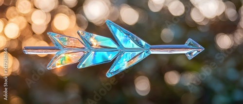 Arrowhead with iridescent feathers