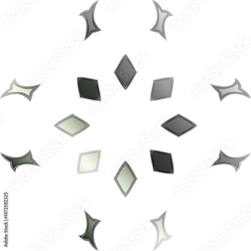 Metallic Silhouette Elements – Versatile Abstract Icons and Shapes with a Polished Chrome Finish