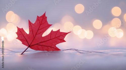 Maple leaf with glowing lights