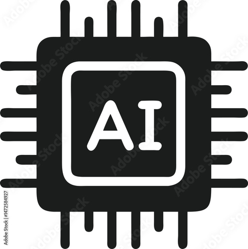 Minimalist ai cpu chip icon vector design with flat and modern aesthetic