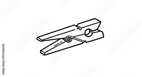 Clothes Pin Illustration Isolated on White Background