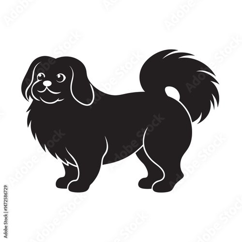Pekingese Tilting Head In Gesture Silhouette