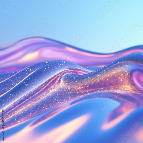 Abstract flowing waves with glittery effect