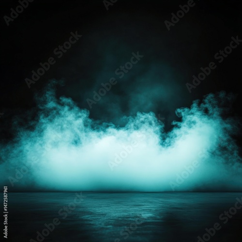 Turquoise smoke with dark background
