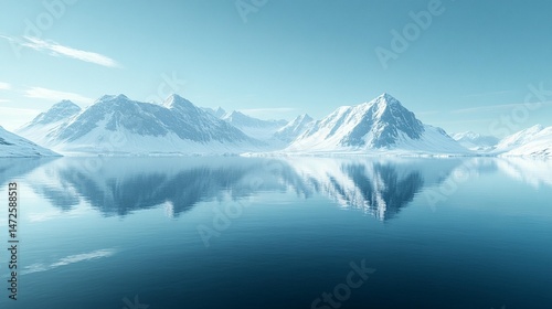 Wallpaper Mural Arctic landscape reflecting snowy peaks on a calm icy sea Torontodigital.ca