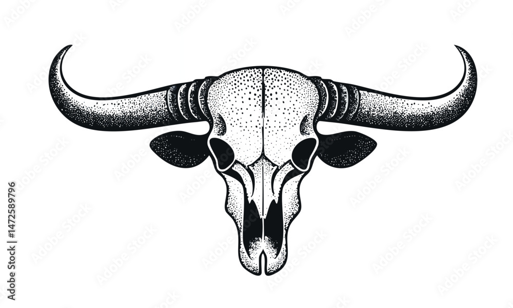 Fototapeta premium Bull Skull Graphic for T-Shirt