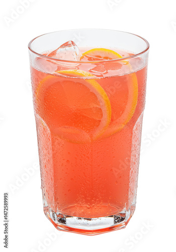 Wallpaper Mural A refreshing red drink with lemon slices and ice cubes in tall glass on isolated black Torontodigital.ca