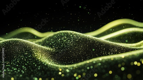 Sparkling abstract green waves