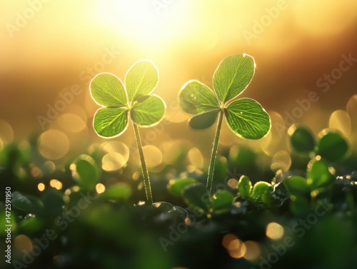 Three leaf clover in morning light