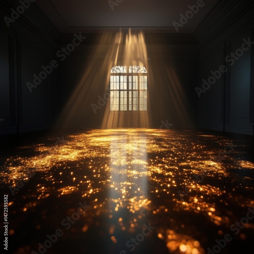Light beams in dark room