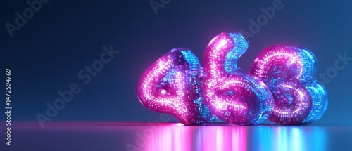 Neon illuminated number sequence