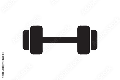 Modern black dumbbell icon silhouette