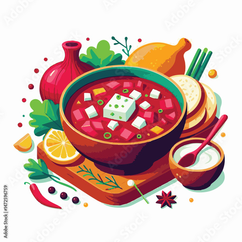 soup, food, borscht, bowl, ukrainian, dish, lunch, dinner, vegetable, beet, cream, cuisine, borsch, beetroot, red, meat, traditional, healthy, meal, homemade, hot, gourmet, plate, garlic, tasty, cooki