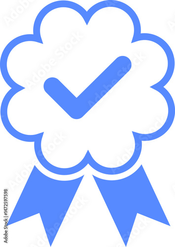 Blue check mark tick verification icon symbol vector. Verified check mark badge. Verification icons set. Verified authentication symbol. Certified badge.