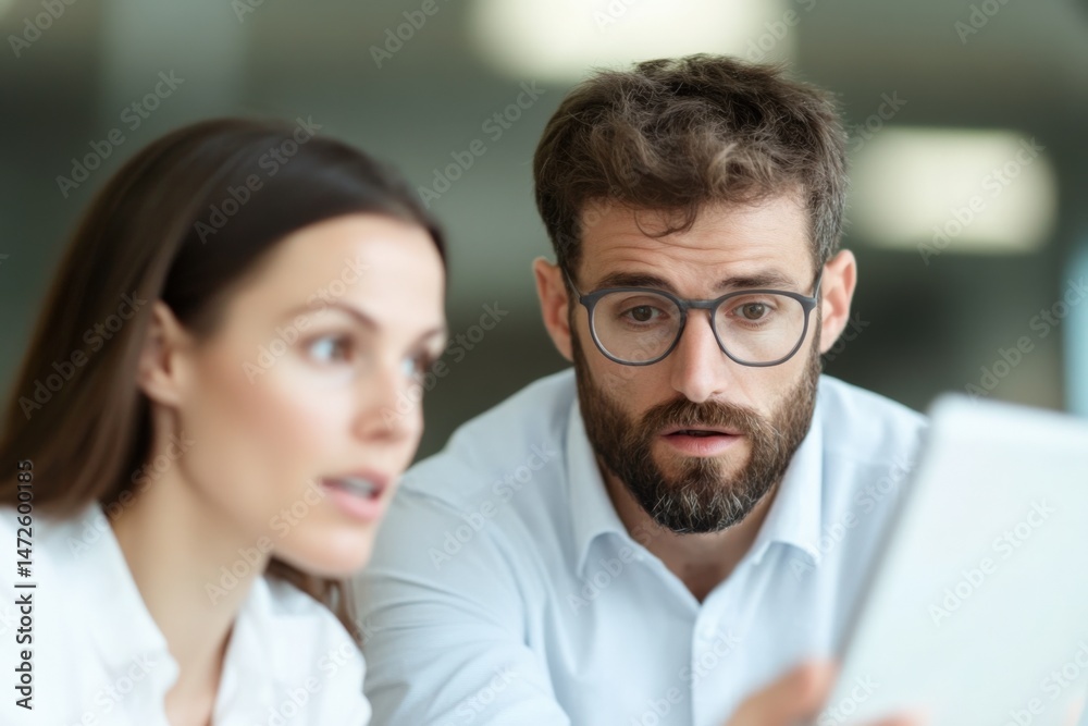 Fototapeta premium Coworkers looking at tablet screen