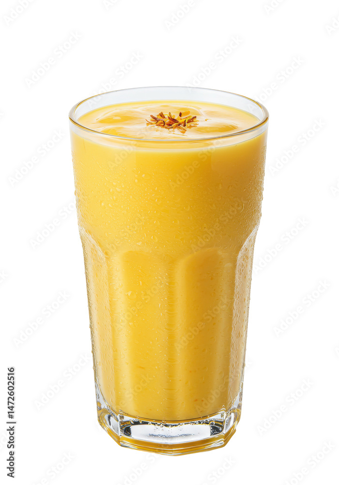 Refreshing, vibrant yellow drink served in a clear glass, appealing and tasty Refreshing, vibrant yellow drink served in a clear glass, appealing and tasty