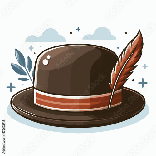 hat, style, vintage, black, isolated, fashion, retro, man, male, gentleman, elegant, clothing, bowler, white, bowler hat, accessory, suit, illustration, cap, design, classic, english, background, clot