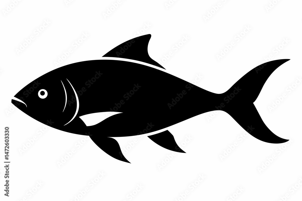 Black Silhouette of a Fish Simple Aquatic Animal Icon Design Black Silhouette of a Fish Simple Aquatic Animal Icon Design