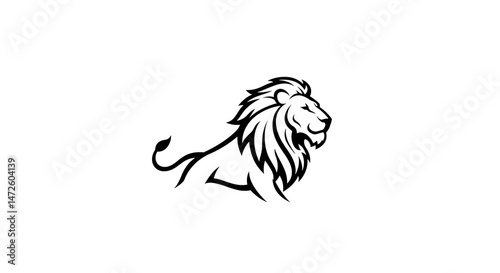 Majestic Lion Silhouette Isolated Against White Background
