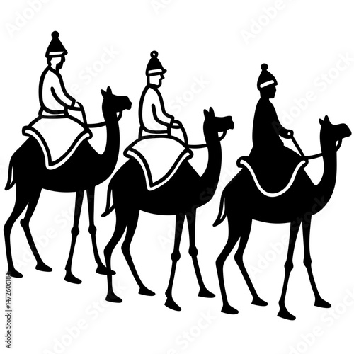 Three Wise Men on Camels – Minimal Vector on White