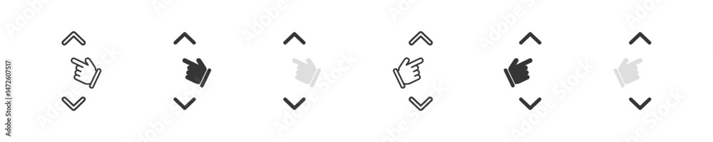Swipe icon set. Move finger icons in vector design style. Gesture hand graphic sign. Button sign Swipe icon set. Move finger icons in vector design style. Gesture hand graphic sign. Button sign
