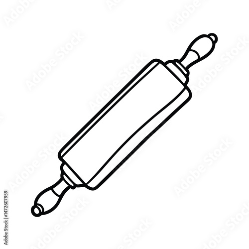 rolling pin cooking tool line sketch
