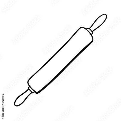 rolling pin cooking tool line sketch