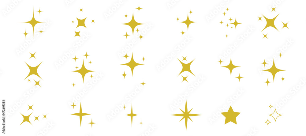 Star icons. Twinkling stars. Sparkles, shining burst. Christmas vector symbols isolated. Retro futuristic sparkle icons collection. collection of star icons in vector, shining icons, shiny, sparkling