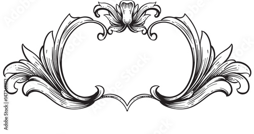 baroque heraldic ornament vintage hand drawing
